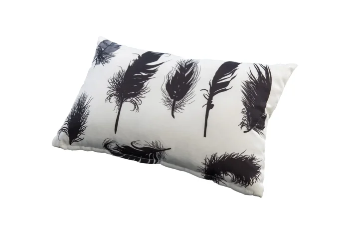 Makura Black Cushion Feathers Pattern