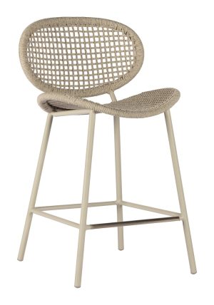 2024 Borek alu rope Sori high dining chair chalk white taupe 6624 - ex cushion